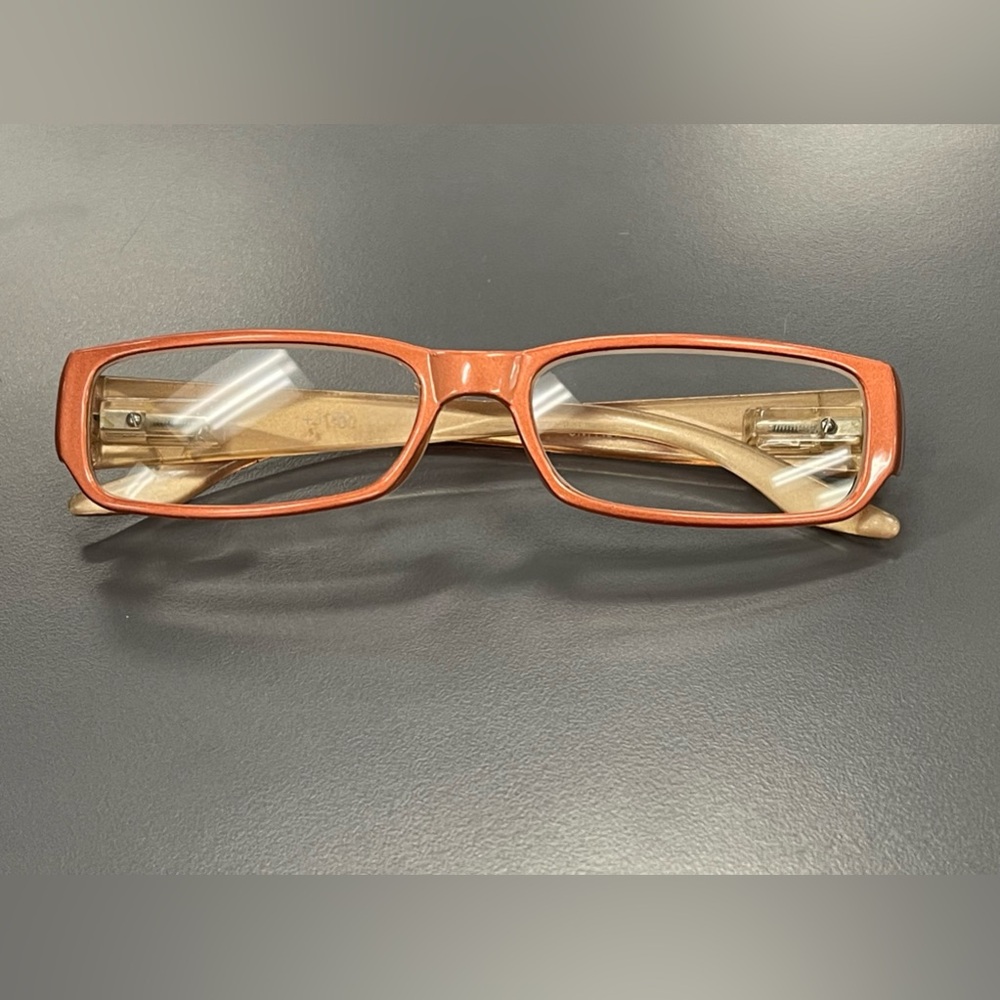 Peach Joy Mangano reading glasses +1.00